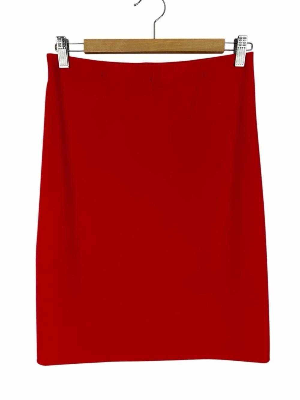 Sympli Red Pencil Skirt Size 6 Made in Canada Stretch Minimalist